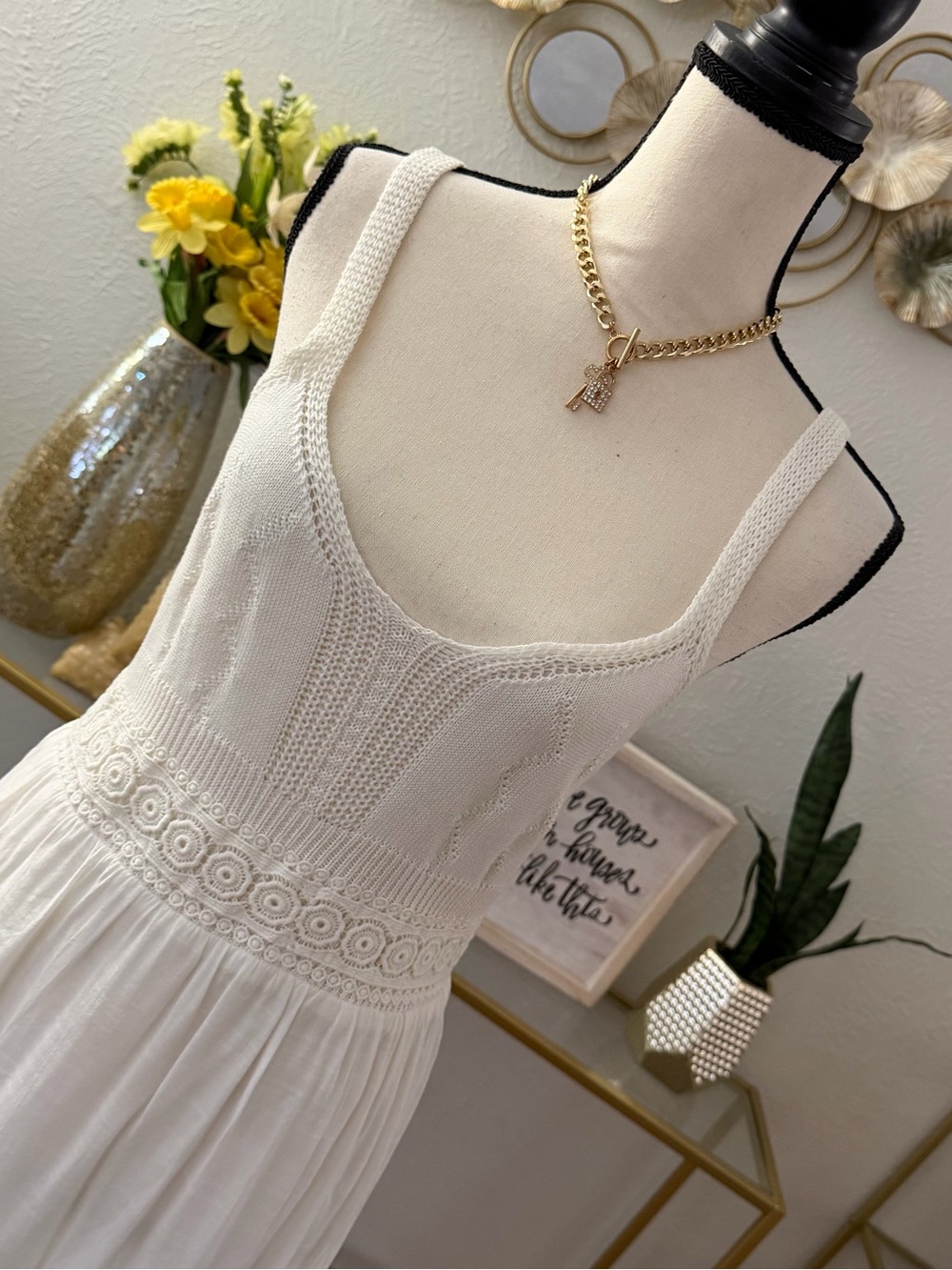 Forever 21 White Crochet-Accent Maxi Dress - Picture 2 of 4
